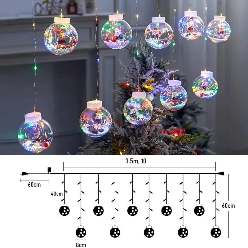 Cortina de Luzes em LED Globos Decoração de Natal — 8