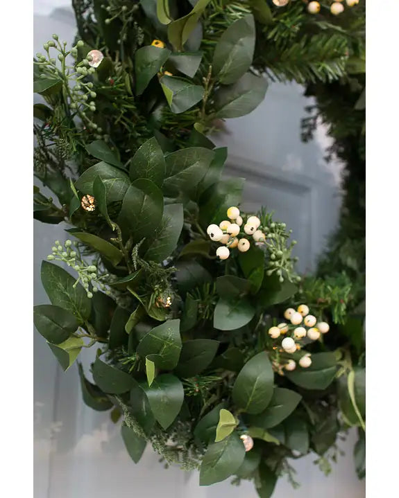 Grinalda de Natal 90 cm com LED, Folhagens Verdes e Mini Frutas Claras — 3