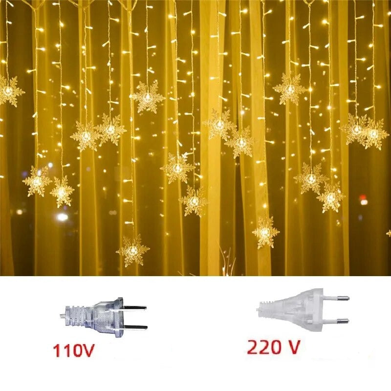 Luzes em LED Modelo Cortina Decoração de Natal Flocos de Neve — 5
