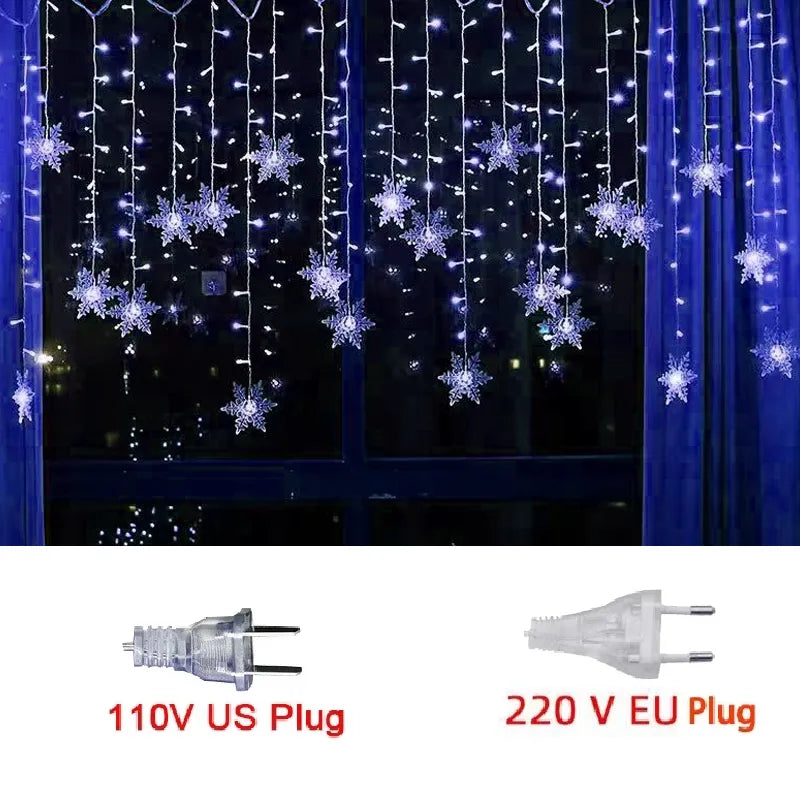 Luzes em LED Modelo Cortina Decoração de Natal Flocos de Neve — 8