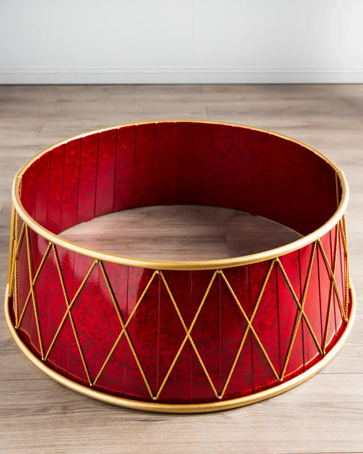 Saia Rígida para Árvore de Natal Tambor Vermelho com Detalhes Dourados — 5