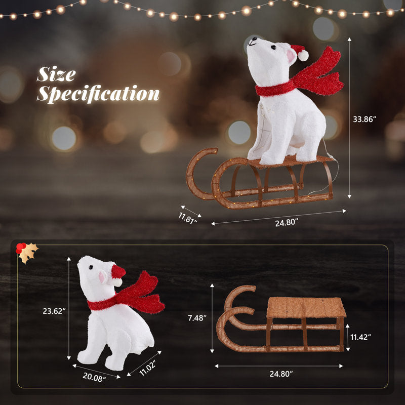 Urso Polar no Trenó Iluminado com 104 LEDs – 85 cm — 3