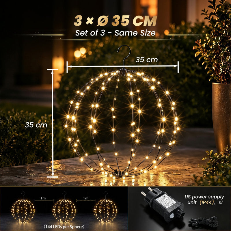 Esferas Natalinas Dobráveis com LED – Kit com 3 Peças — 3